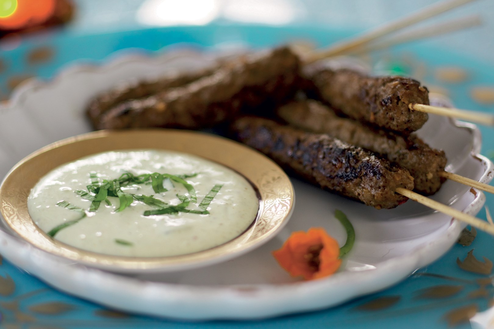 Kebabspett av bland- eller lammfärs och Garam Masala