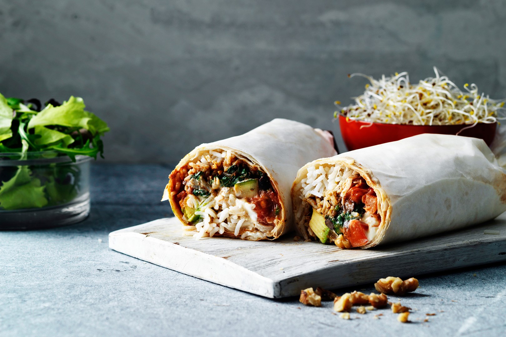 Vegetarisk burrito med getost & svarta bönor 