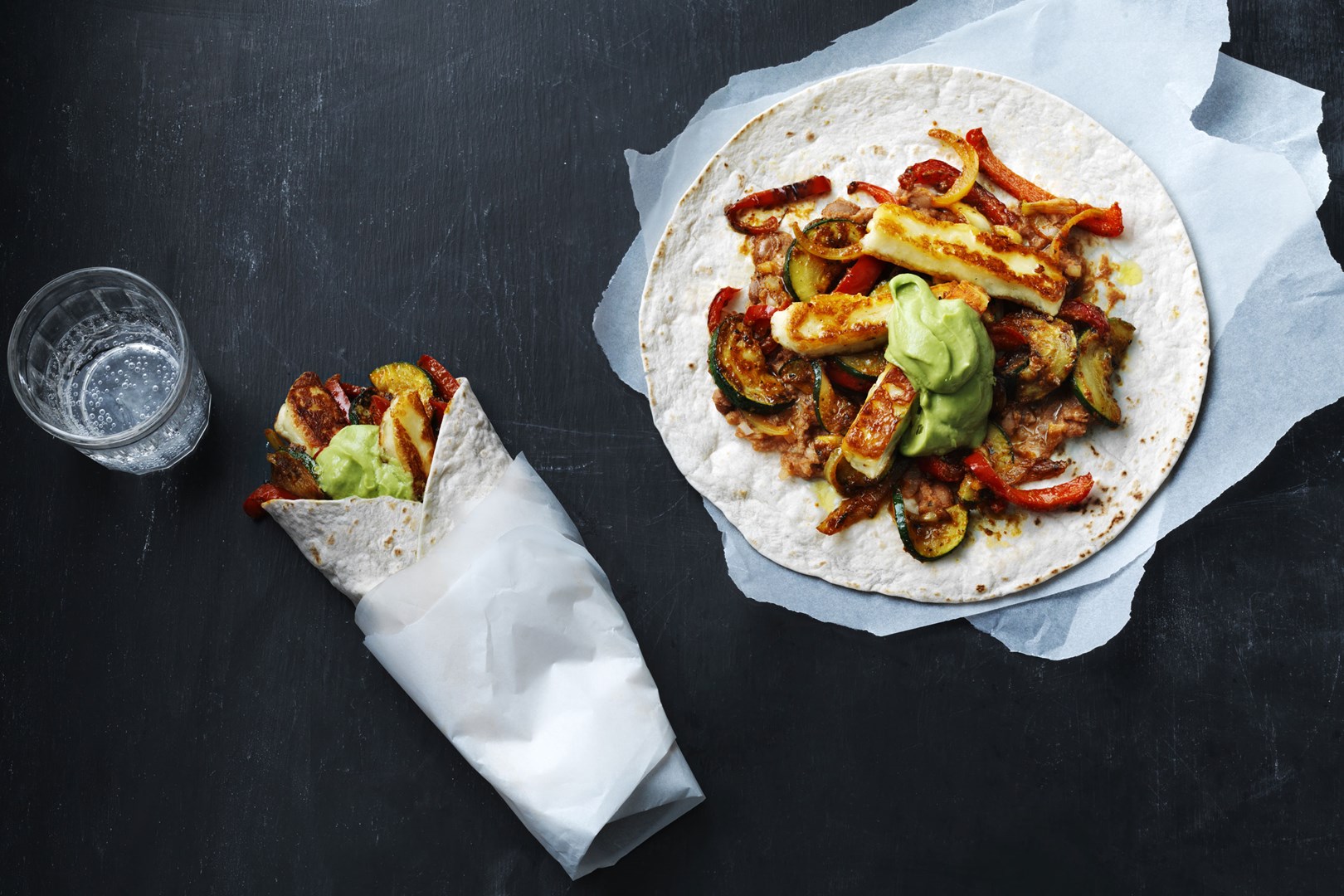 Fajitas med grönsaker och halloumi