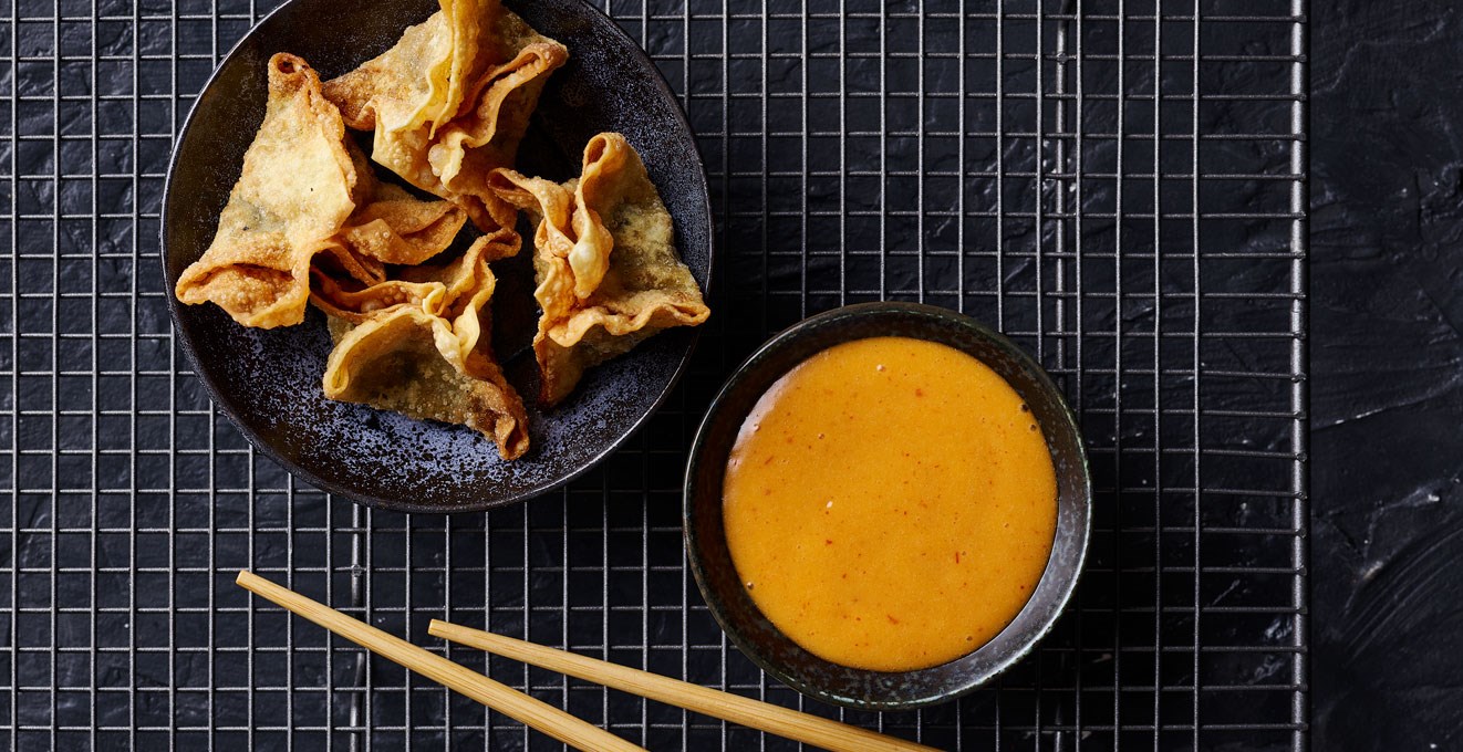 Sprø Wontons med Koreansk BBQ-majones