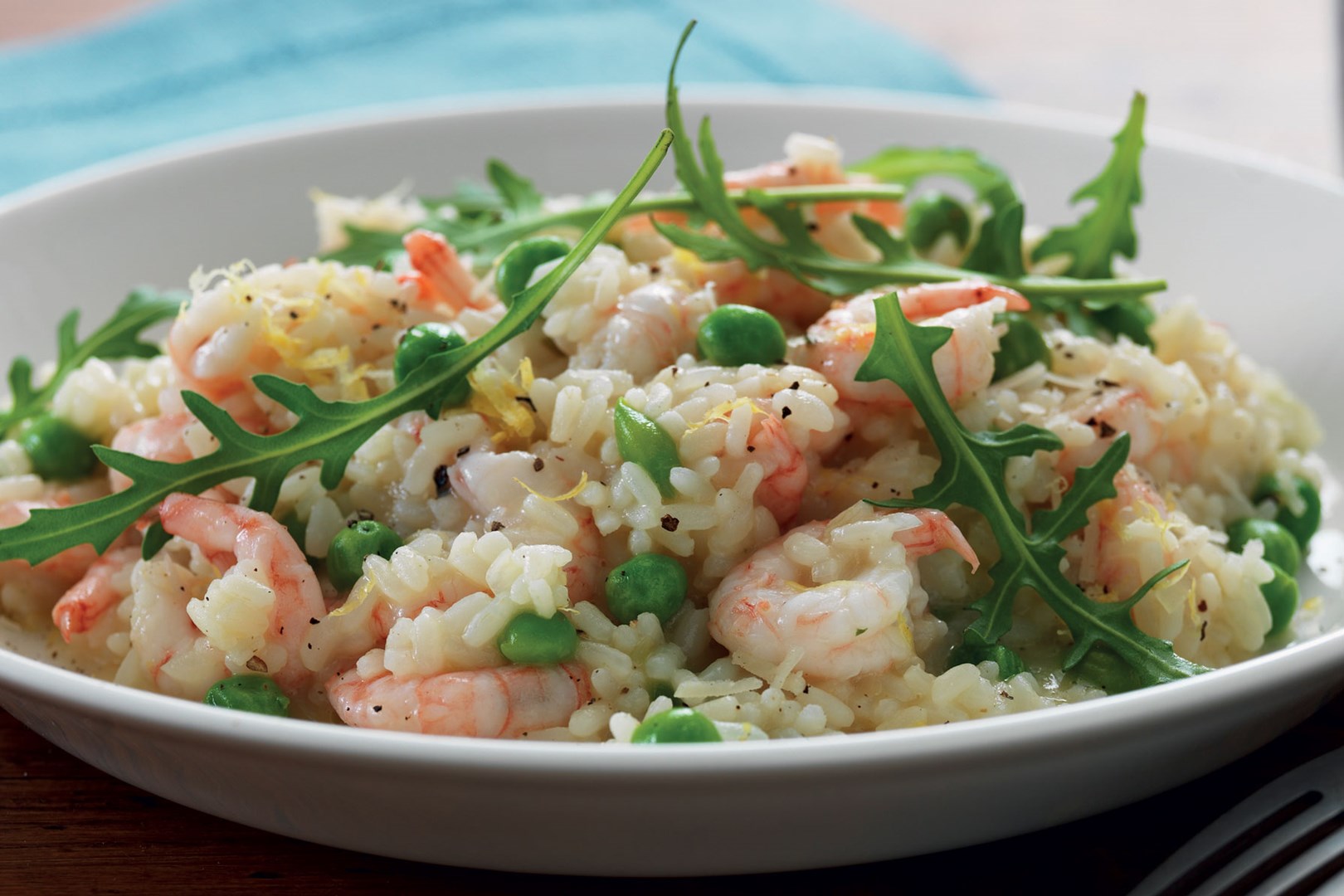 Romige risotto met garnalen en Parmezaanse kaas