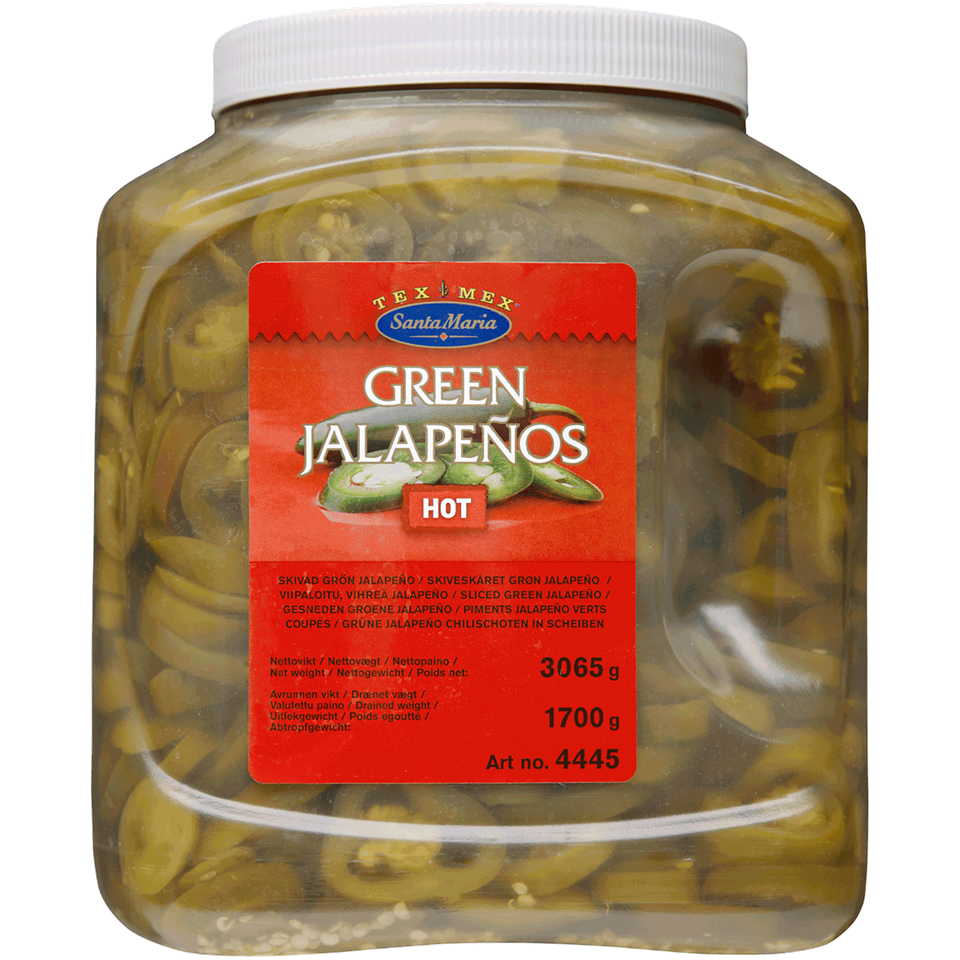 Žalios Jalapeno aitriosios paprikos, griežinėliais