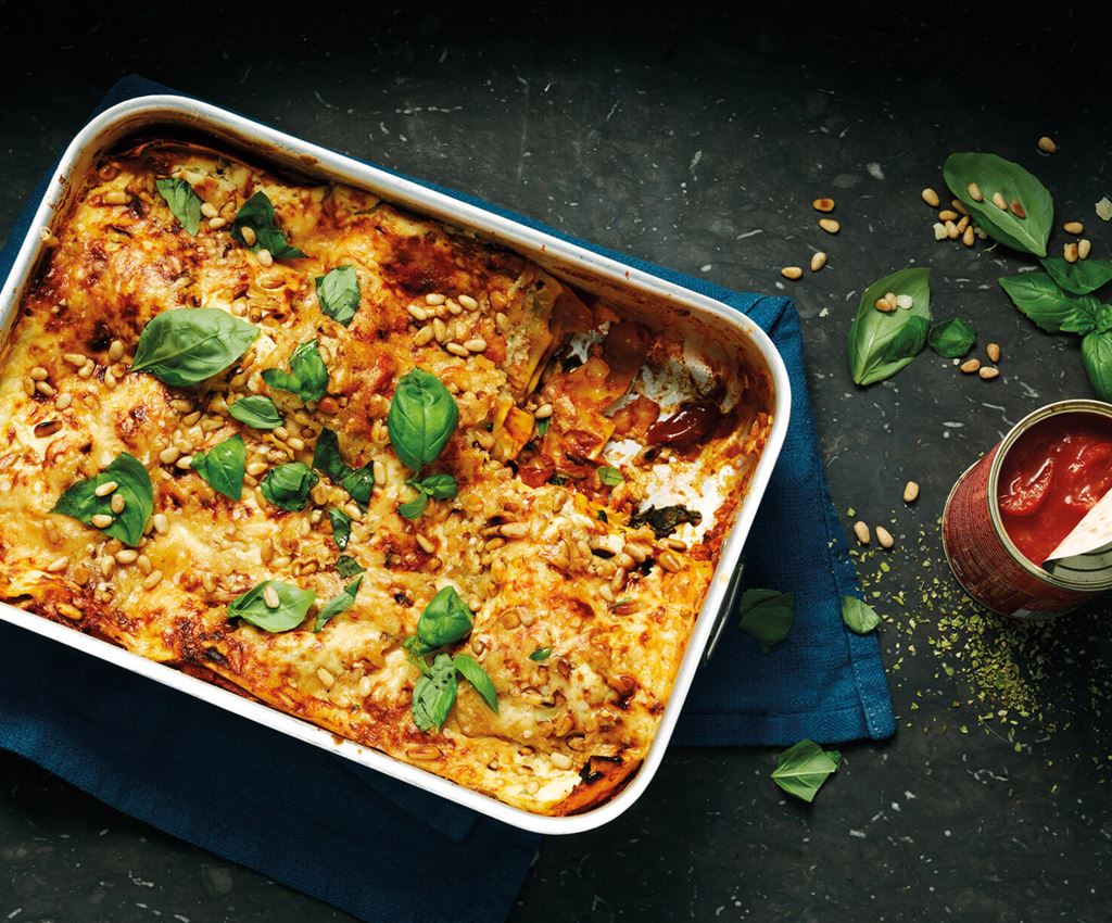 Lasagne végétarienne aux épinards et pignons de pin