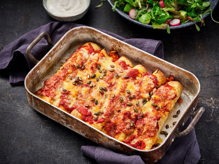 Enchilada aux légumes racines et au poulet 