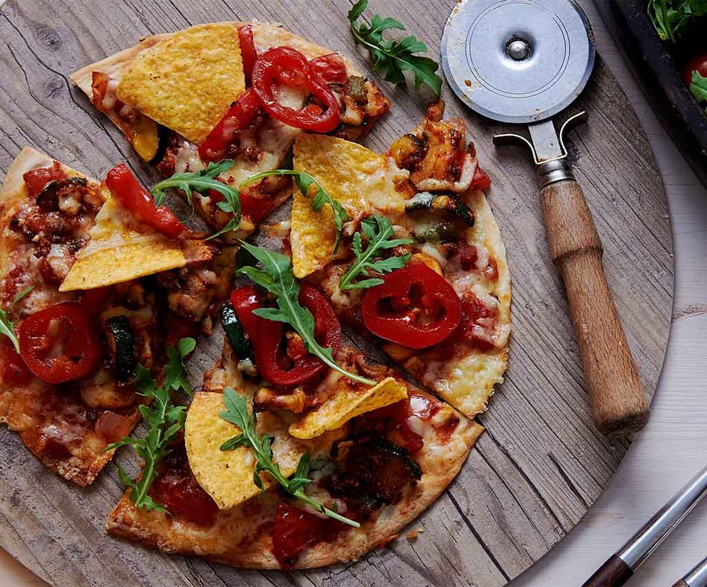 Crispy Veggie Taco Pizza