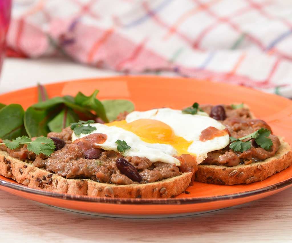 Spicy Refried Beans on Toast