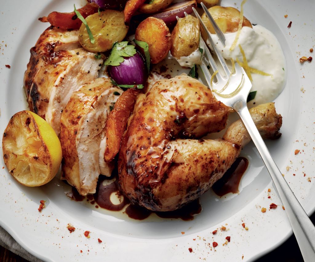 Roast Chicken with Yoghurt, Salad and Lemon Zest